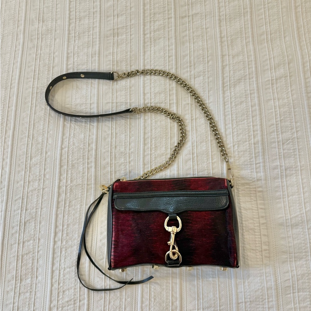 Rebecca Minkoff Mini Mac Crossbody Chain Handbag in Crimson